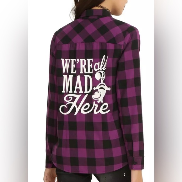 Disney Alice In Wonderland Plaid Graphic Flannel Size Medium - Picture 7 of 9